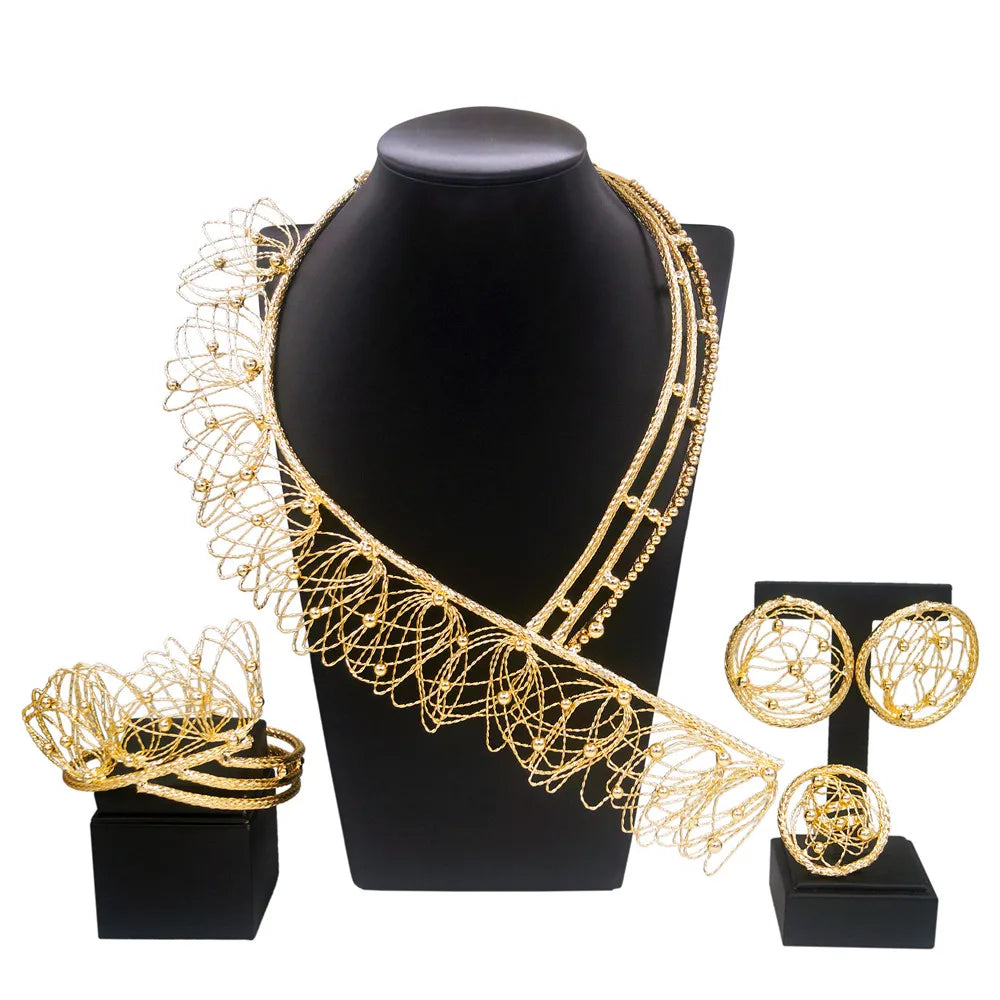 Ulaili Brazilian Gold Plated Wedding Jewelry Set