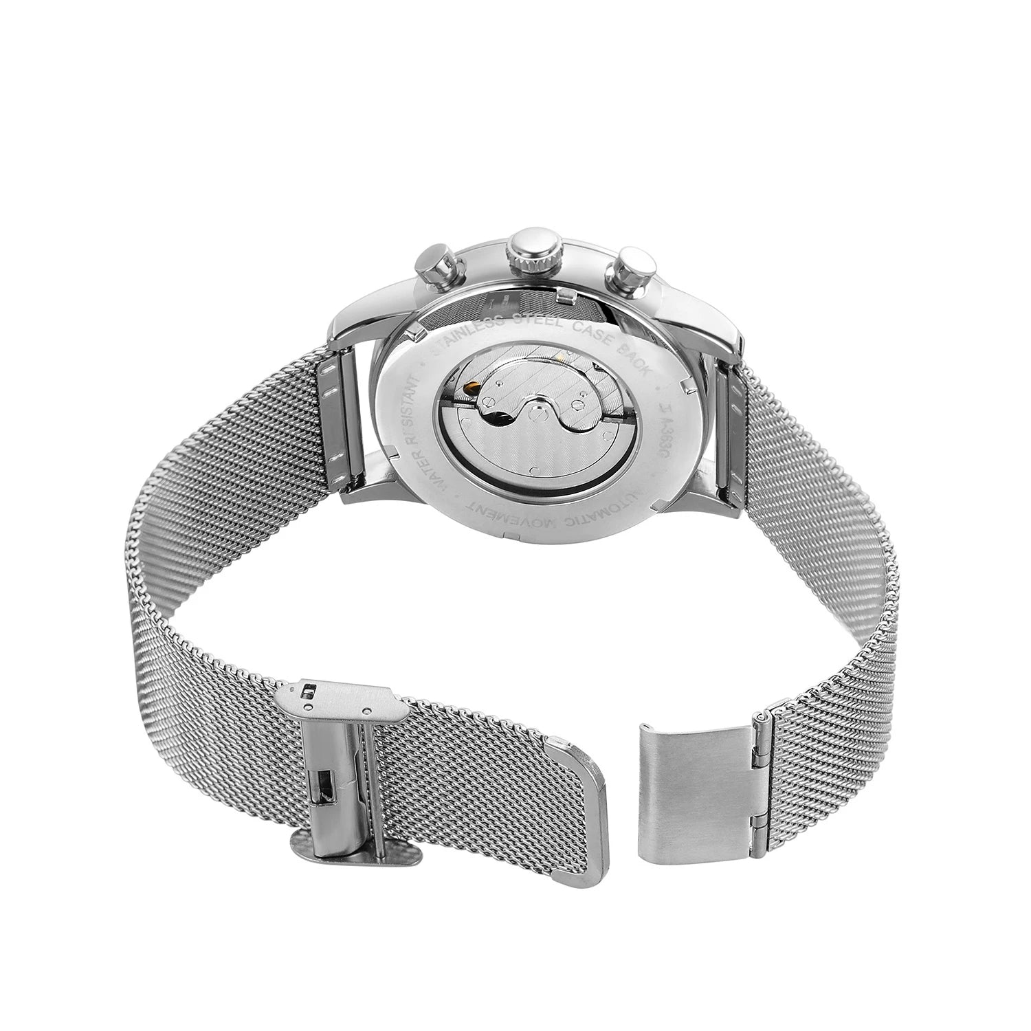 Power Reserve Automatic Watch - White Dial Mesh Band