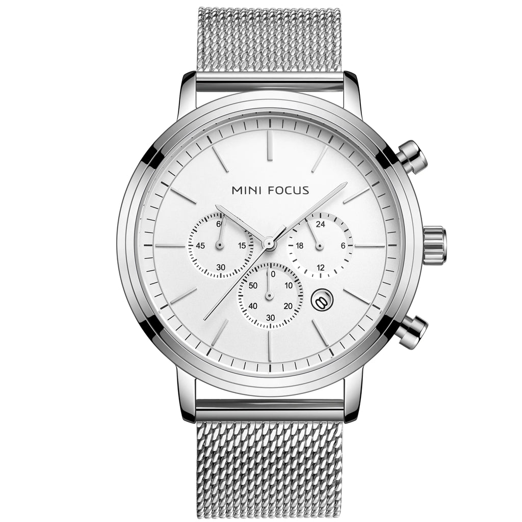 Silver Mesh Elite - Men's Luxury Stainless Steel Mesh Band Watch