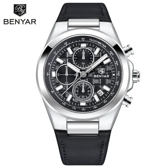 Fashion Sport Brand BENYAR 2024 New Men Watches Top Luxury Men Quartz Wristwatches Chronograph Waterproof Luminous Clock 5206