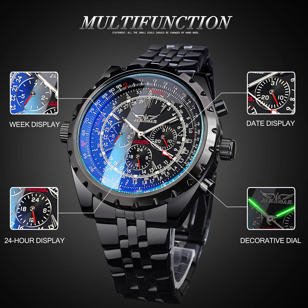 Jaragar Blue Glass Design Automatic Watch