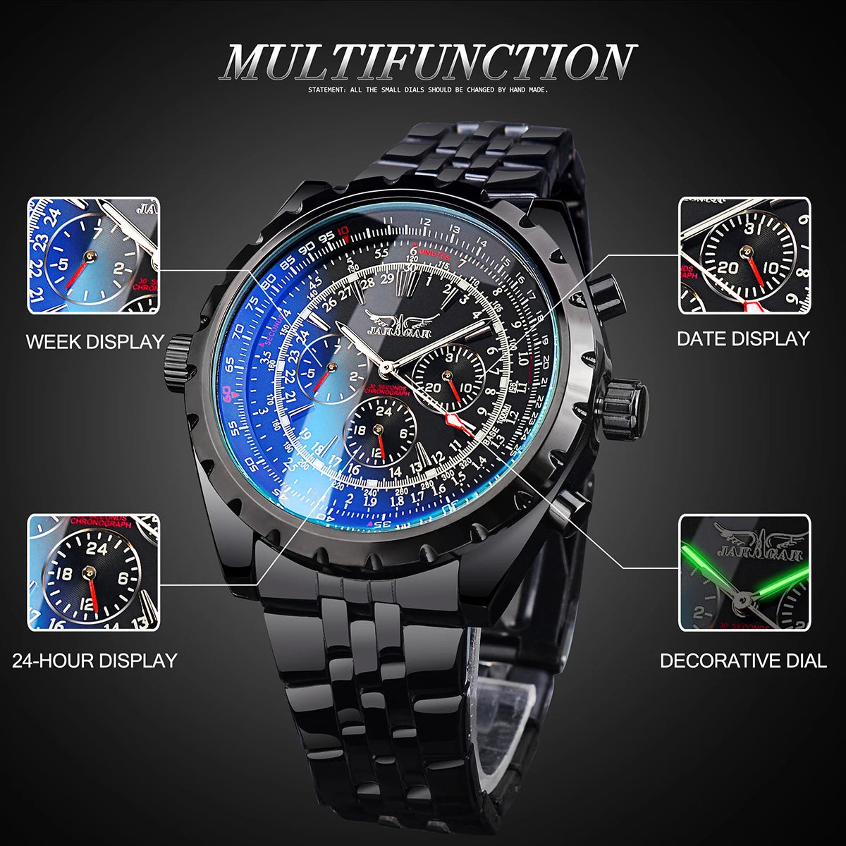 Jaragar Blue Glass Design Automatic Watch