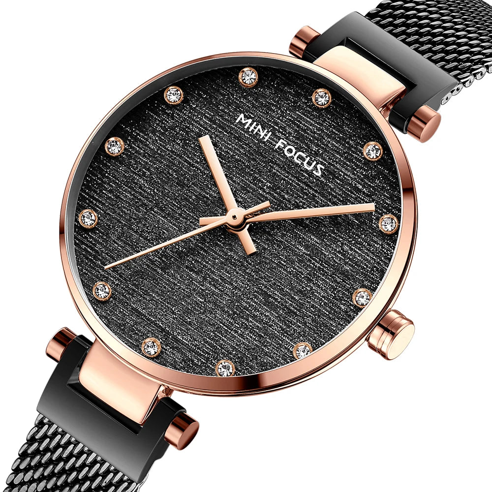 Refined Elegance Mesh Watch - Women's Waterproof Timepiece