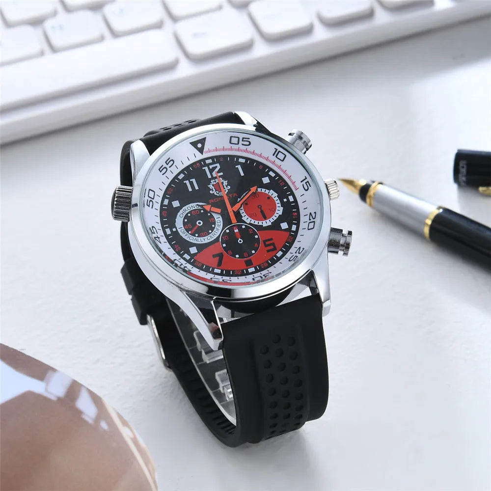 Men's Watches Three-eye design 2021 Top Luxury Brand Fashion Quartz Men Watch  Men Silica gel Strap Wristwatch Relogio Masculino