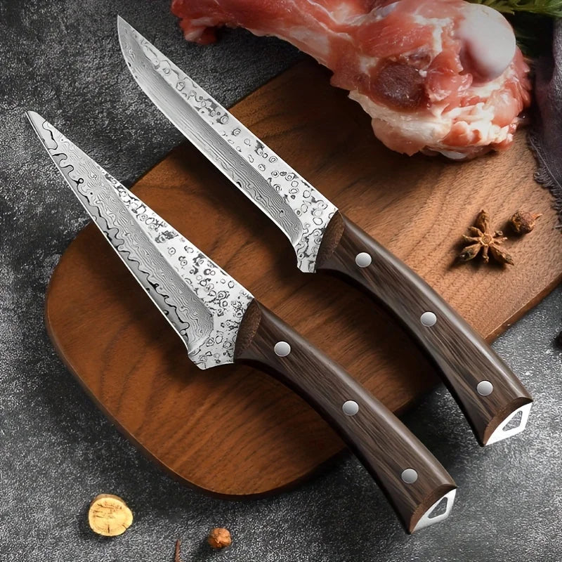 New Product 2Pcs Forge Damascus Steel Durable Kitchen Boning  Knives Set Gifts