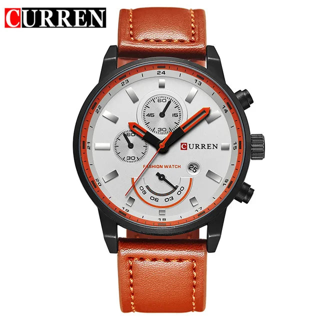Curren Men's Military Watch - Luxury Leather Strap Sport Business Timepiece