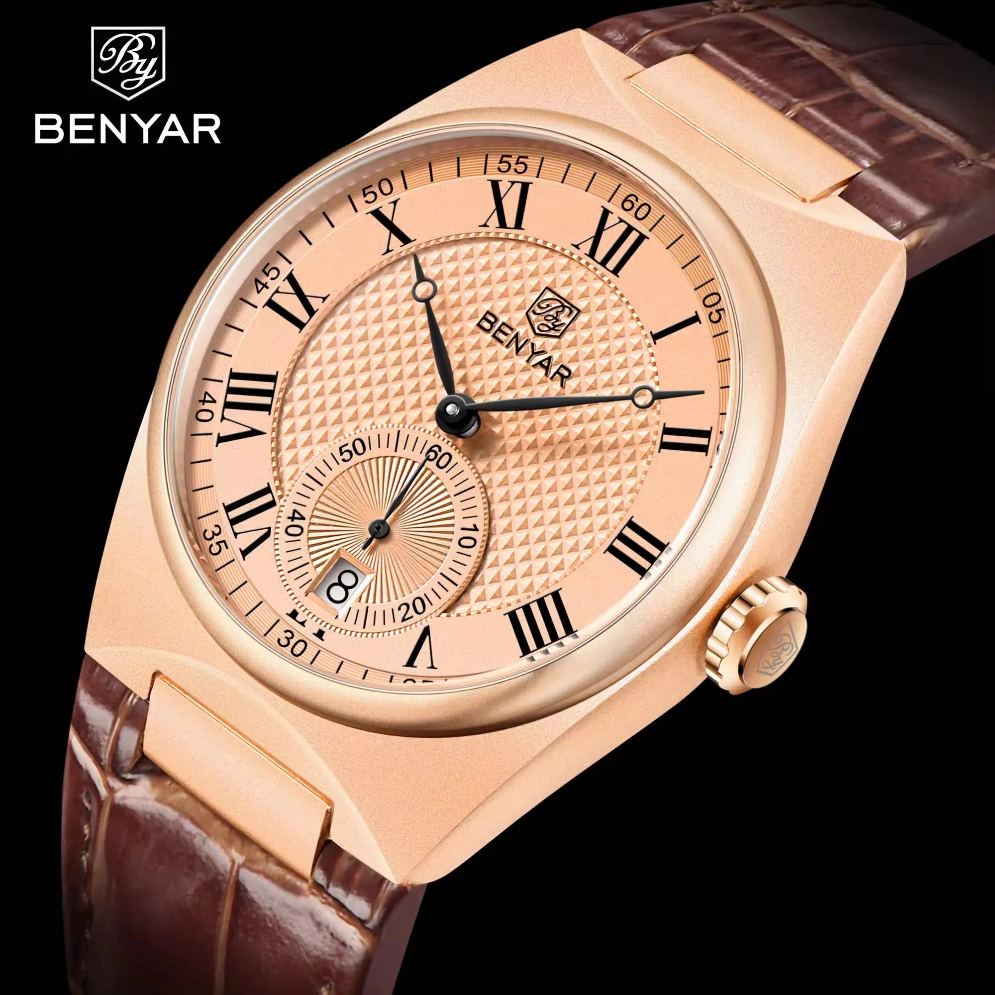 Benyar Watch BY-5199M Classy Custom Brand Gents Timepiece Perfect Genuine Leather Strap Waterproofing Chronometer Moq 1 Business