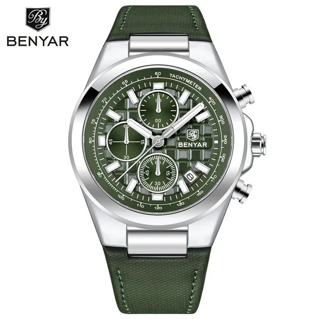 Fashion Sport Brand BENYAR 2024 New Men Watches Top Luxury Men Quartz Wristwatches Chronograph Waterproof Luminous Clock 5206