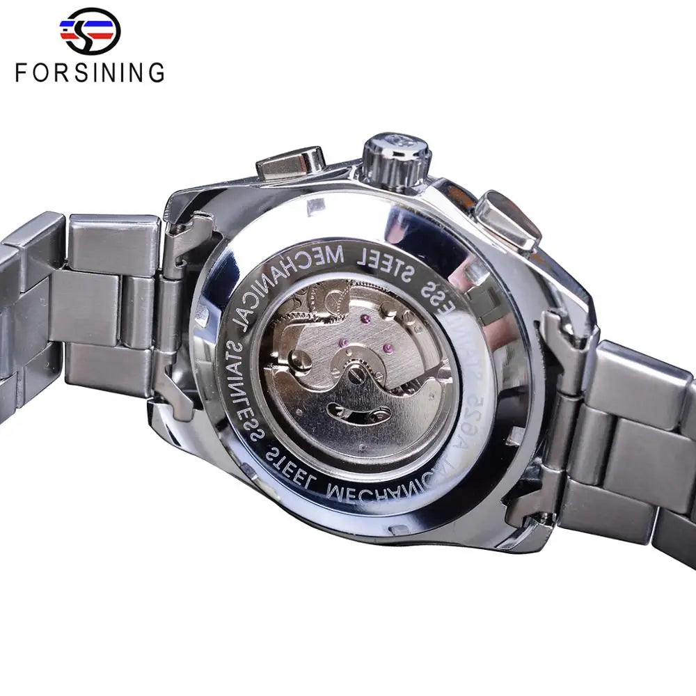 Forsining Men's Automatic Mechanical Watch - Business Black Dial with Calendar & Luminous Hands