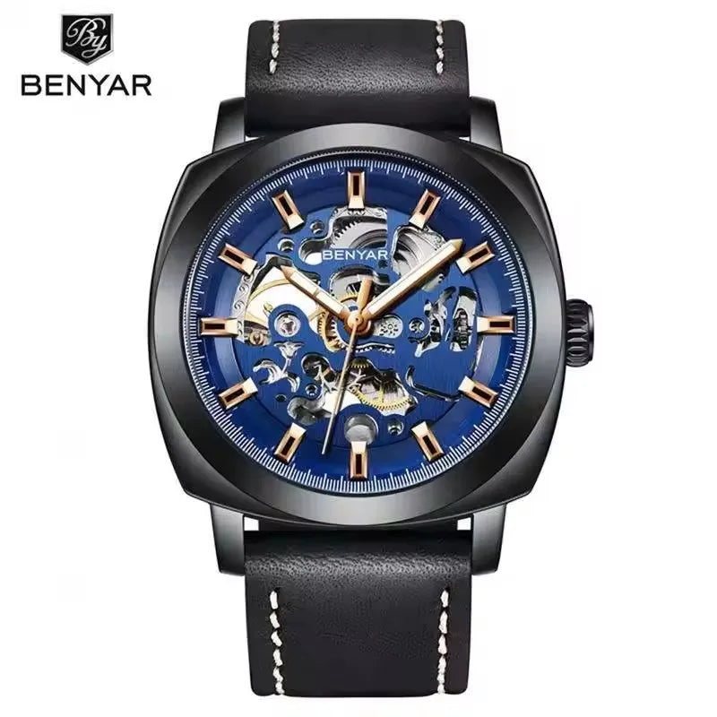 Relojes Hombre Original Brand Benyar 5121 Mens Automatic Wrist Watch Luxury Skeleton Mechanical Watches