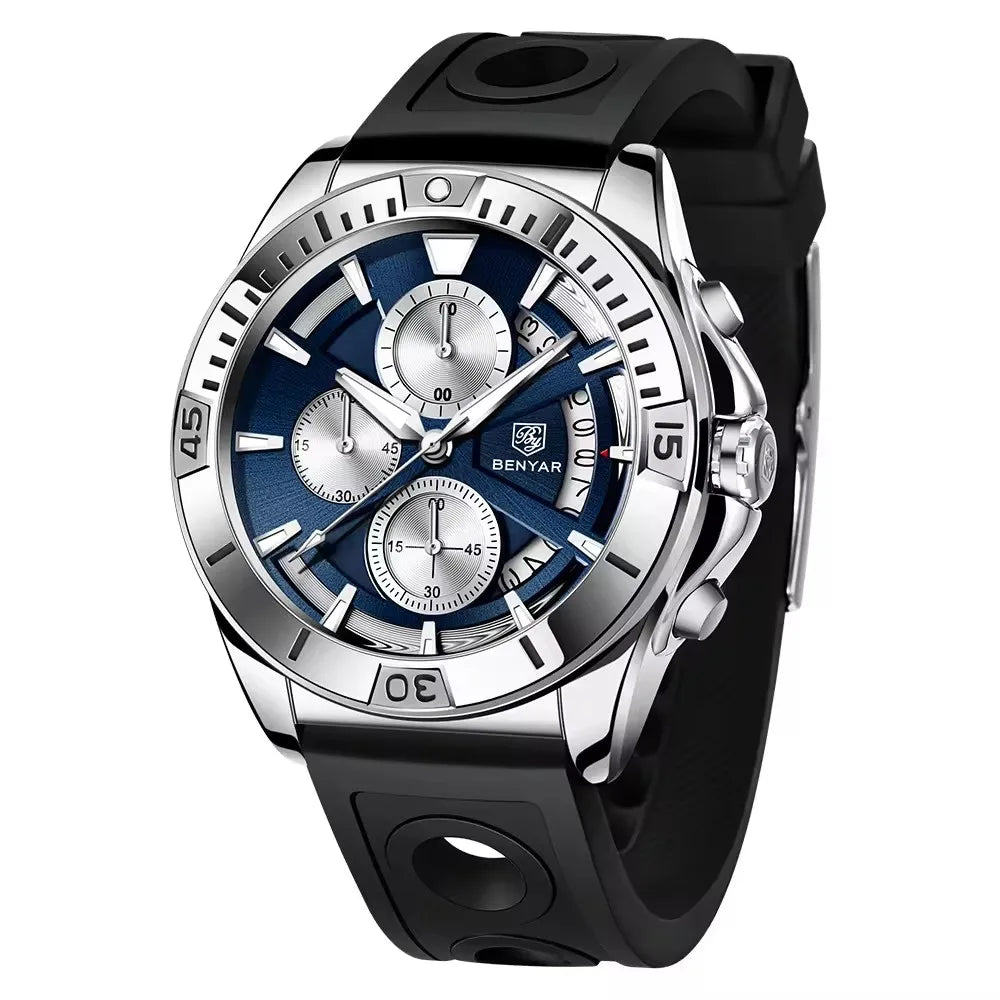 BENYAR 5180 2024 Mens Watches 2024 Top Brand Luxury Stainless Steel Men Quartz Wristwatches Chronograph Sports Relogio Masculino
