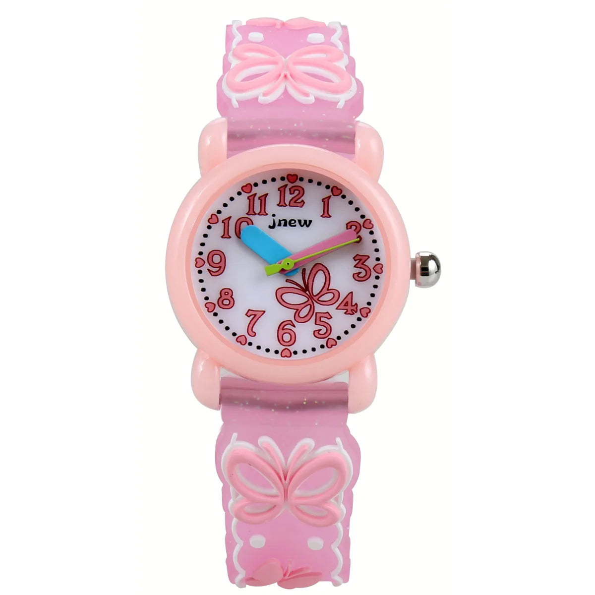 JNEW Bling Waterproof Quartz Watch for Girls Kids Watches with Cartoon Sport Fashion Styles
