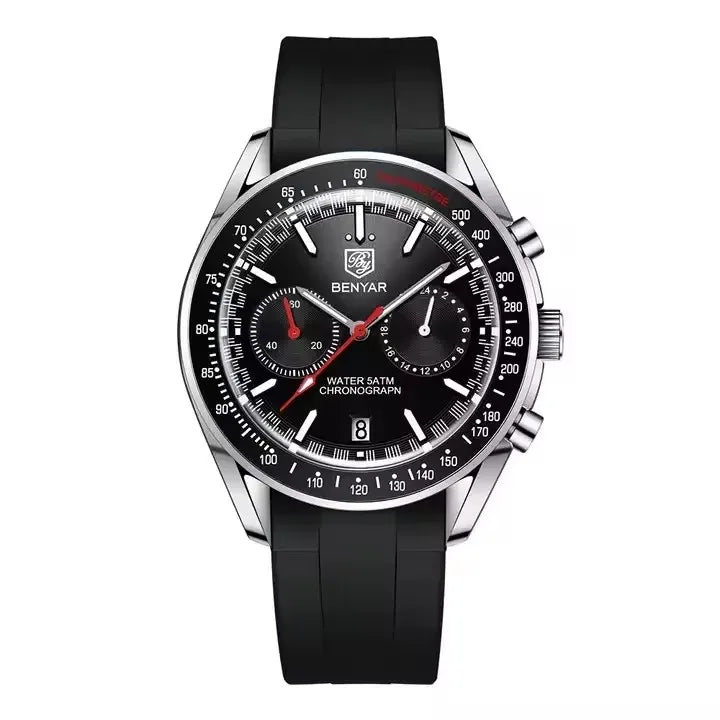 BENYAR 2023 New Design Top Sports Men Watch Quartz Watches Fashion Silicone Waterproof Automatic Chronograph 5194 Reloj Hombre