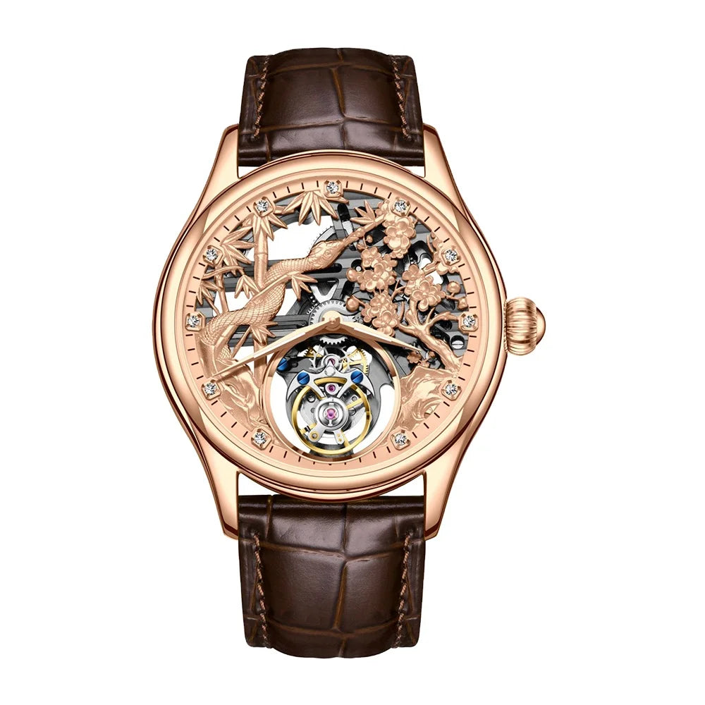 Relojes Hombre Aesop 7073G Stainless Steel Luxury Men Automatic Mechanical Watch Hollow Skeleton Tourbillon Watches