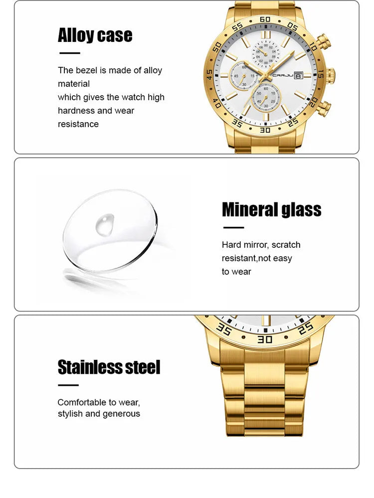 CRRJU 2321 Luxury Gold Sport Watch
