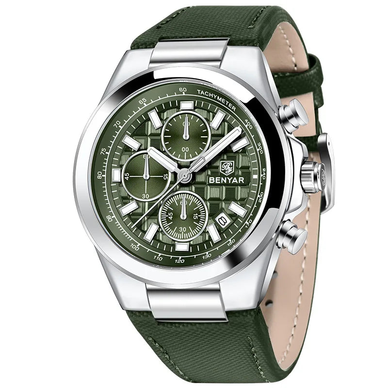 BENYAR 2024 New 5206 Men's Watches Top Luxury Watch for Men Quartz Wristwatches Chronograph Waterproof Sports Luminous Clock