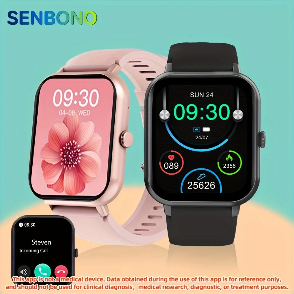 SENBONO ZL54CJ  Smartwatch Multi-function Women BT Call Fitness Tracker Waterproof Square Smart Watch Man for IOS Android