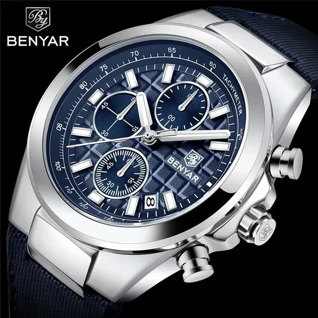 BENYAR 5206 Fashion Sports Watches Luxury Chronograph Calendar Quartz Wrist Watches Waterproof for Men Reloj Hombre