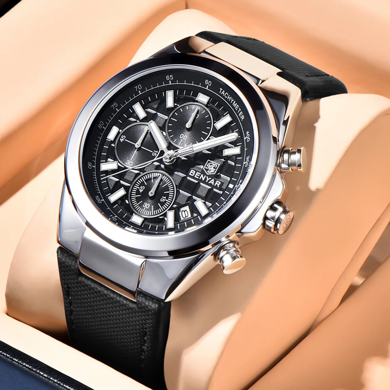 Fashion Sport Brand BENYAR 2024 New Men Watches Top Luxury Men Quartz Wristwatches Chronograph Waterproof Luminous Clock 5206