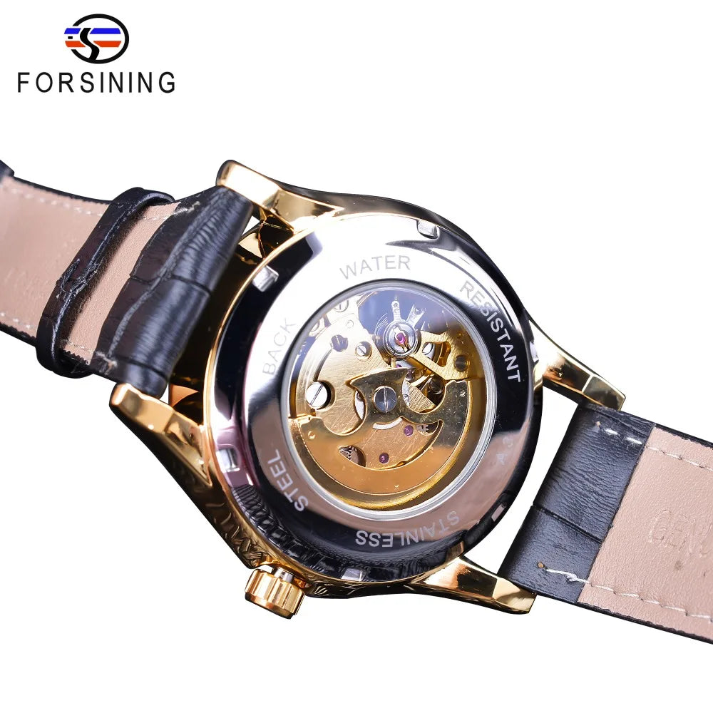 Top Brand Luxury Forsining Watch Diamond Display Dragon Golden Display Luminous Hand Transparent Men Watch Mechanical Watch