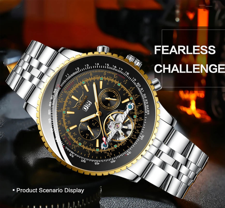 Jaragar Prestige Silver - Tourbillon Calendar Automatic Luxury Watch