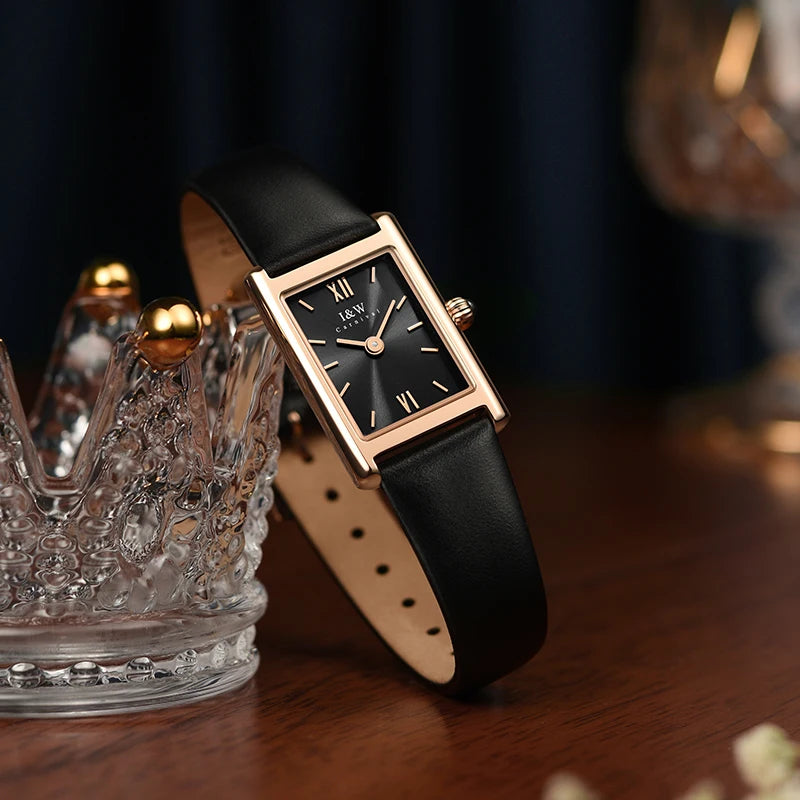2025 New Fashion Square Watch for Women Luxury Brand I&W Switzerland Made Quartz Wristwatch Sapphire Leather Dress Ladies Watch