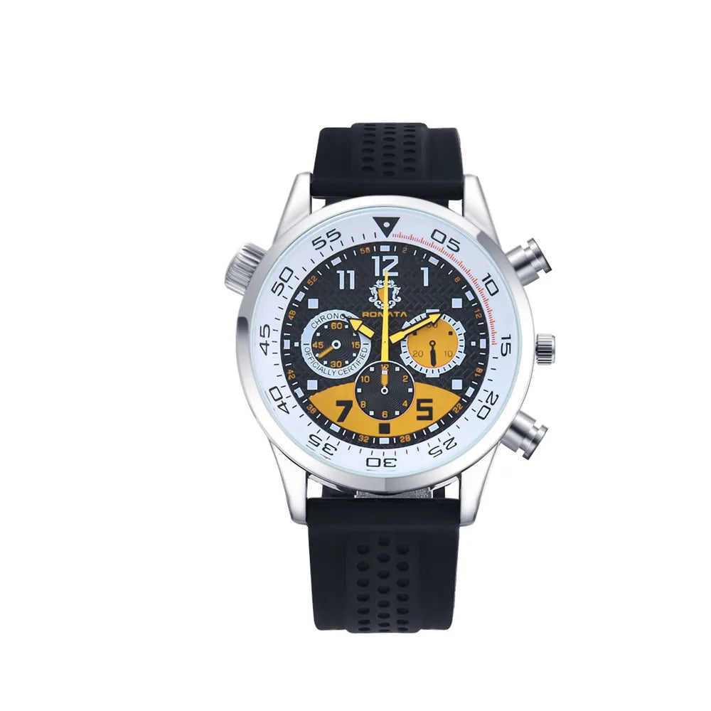 Men's Watches Three-eye design 2021 Top Luxury Brand Fashion Quartz Men Watch  Men Silica gel Strap Wristwatch Relogio Masculino