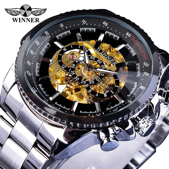 Premium Automatic Sport Watch - Waterproof Mechanical with Stainless Steel Band
