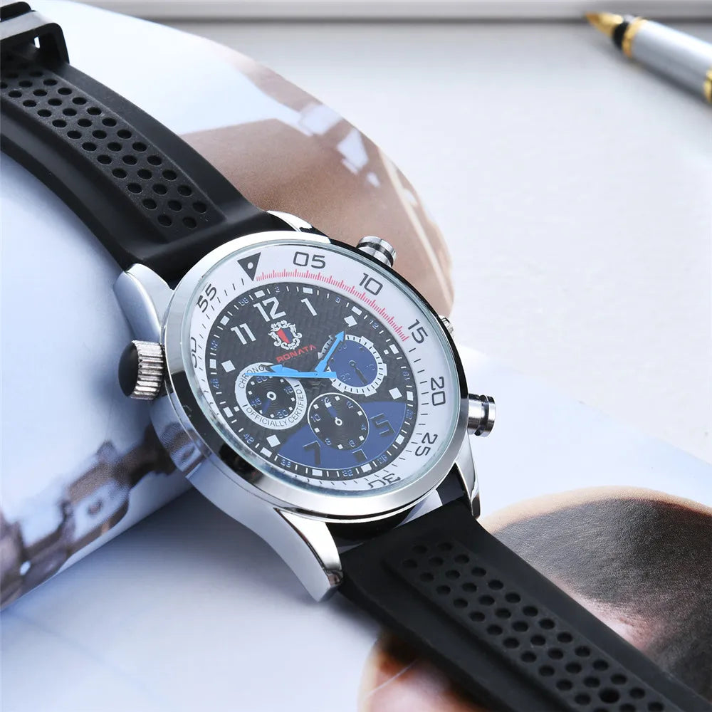 Men's Watches Three-eye design 2021 Top Luxury Brand Fashion Quartz Men Watch  Men Silica gel Strap Wristwatch Relogio Masculino