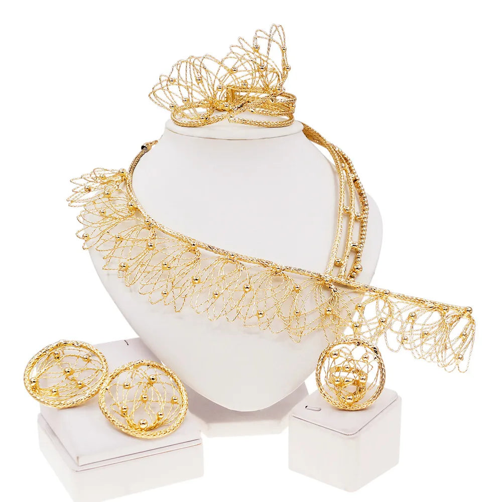 Ulaili Brazilian Gold Plated Wedding Jewelry Set
