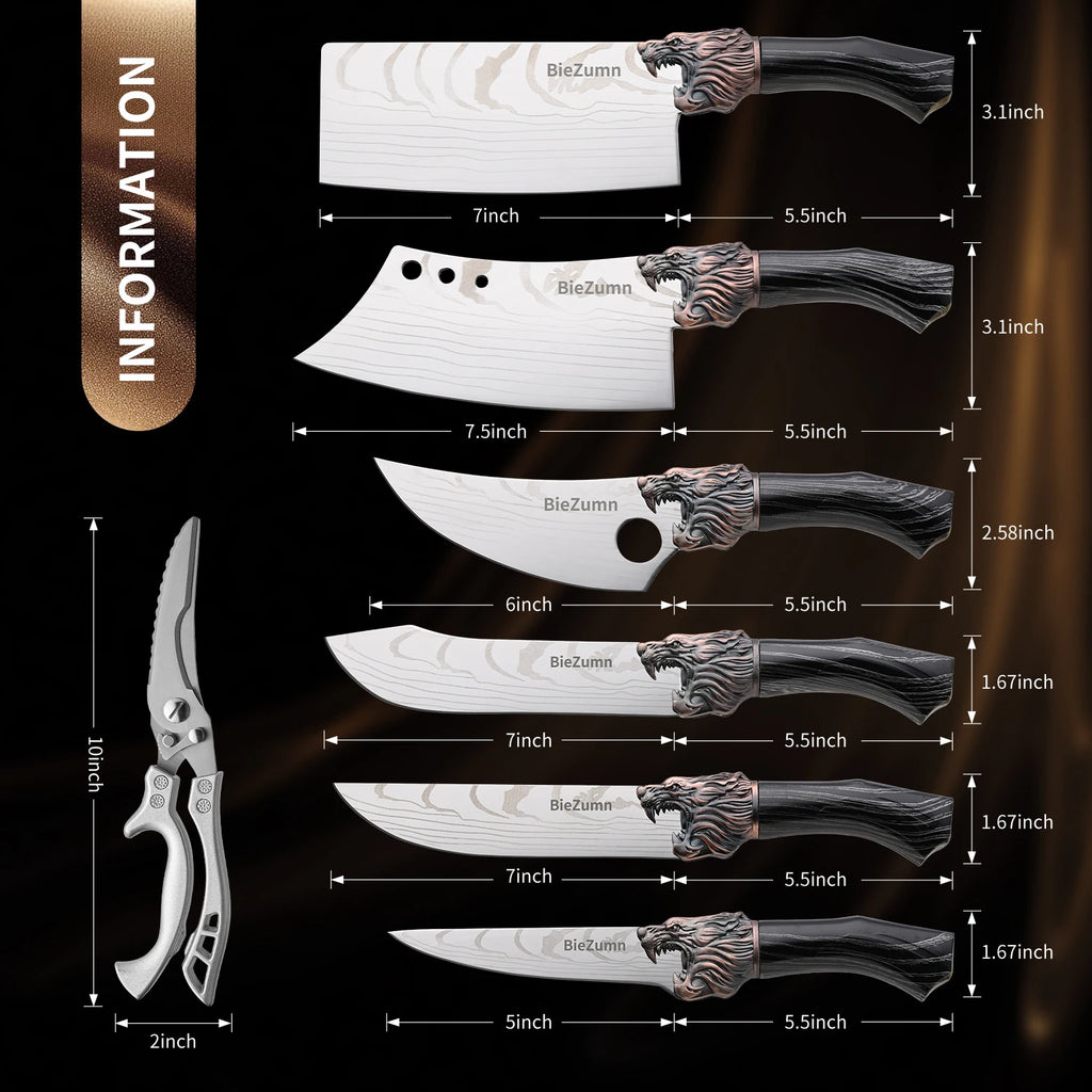 Sharp Multi-Functional Stainless Steel Kitchen Knife Set Meat Cleaver Butcher Chopping Knife Set