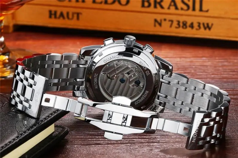 Premium Mechanical Tourbillon Watch - Big Display with Week Function & Stainless Steel