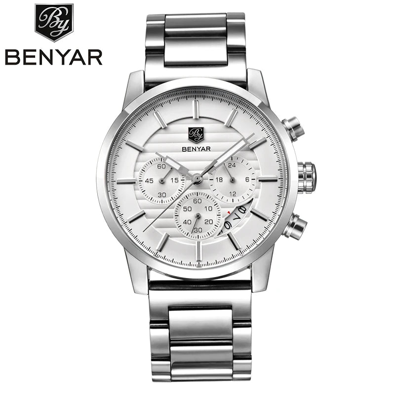 Benyar 5104 Stainless Steel Quartz Business Watch Clock With Small Dials Best Chinese Wholesale Watch
