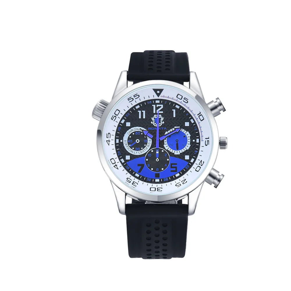 Men's Watches Three-eye design 2021 Top Luxury Brand Fashion Quartz Men Watch  Men Silica gel Strap Wristwatch Relogio Masculino