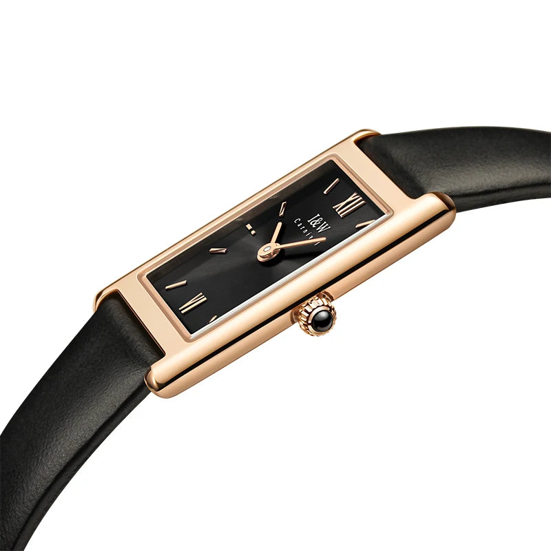 2025 New Fashion Square Watch for Women Luxury Brand I&W Switzerland Made Quartz Wristwatch Sapphire Leather Dress Ladies Watch