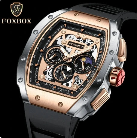 LIGE Foxbox FB0015  0015 Casual Luxury Mens Quartz Watch Fashion Sport Business Chronograph Waterproof Square Wristwatch for Men