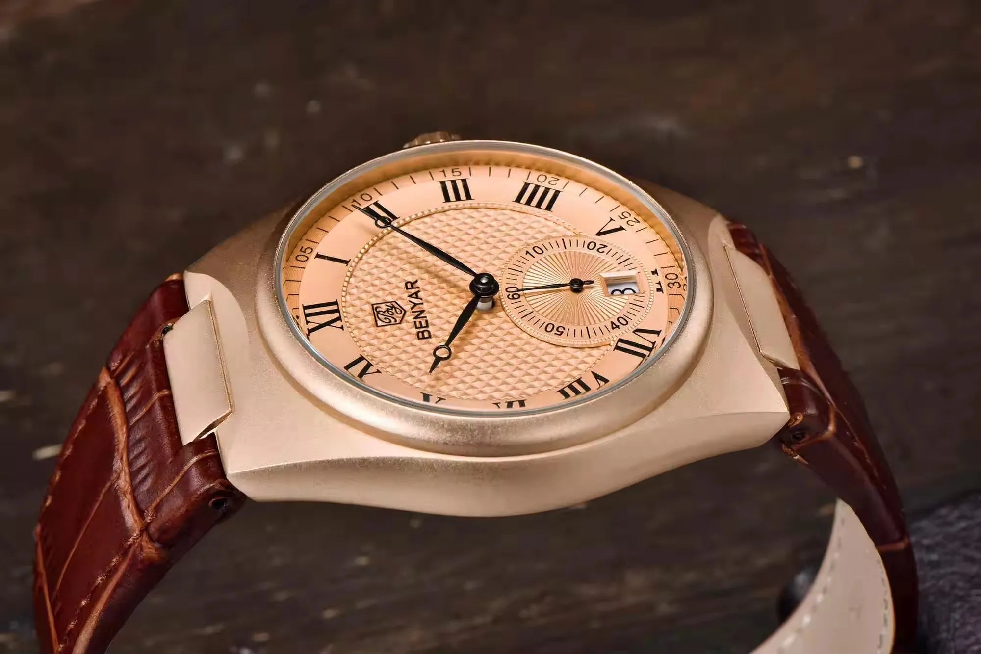 Benyar Watch BY-5199M Classy Custom Brand Gents Timepiece Perfect Genuine Leather Strap Waterproofing Chronometer Moq 1 Business