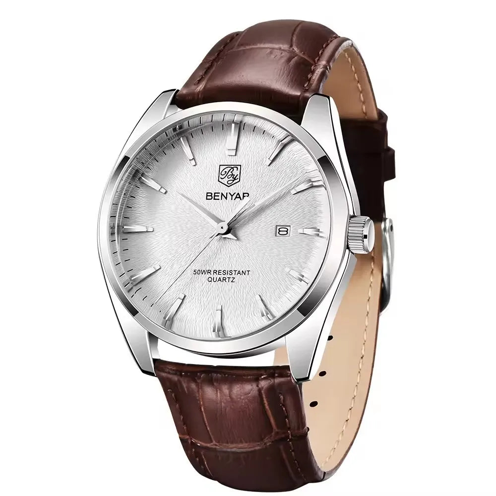 Benyar 5163  Men Watch Business Quartz Wrist Wristwatch Leather Shockproof Waterproof Male Clock Relogio Masculino