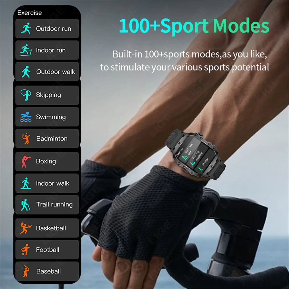 LIGE Bw0667 New Smart Watch 1.96 Inch Screen 420 MAh Blue Tooth Call Voice Assistant Sport Fitness Waterproof Smartwatch for Men