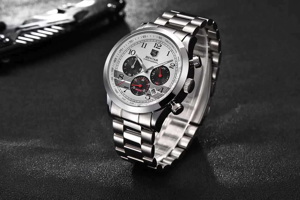 Benyar 5107 Luxury Quality Watches Alloy Analog Chronograph Men's Fashion Jewelry Watches