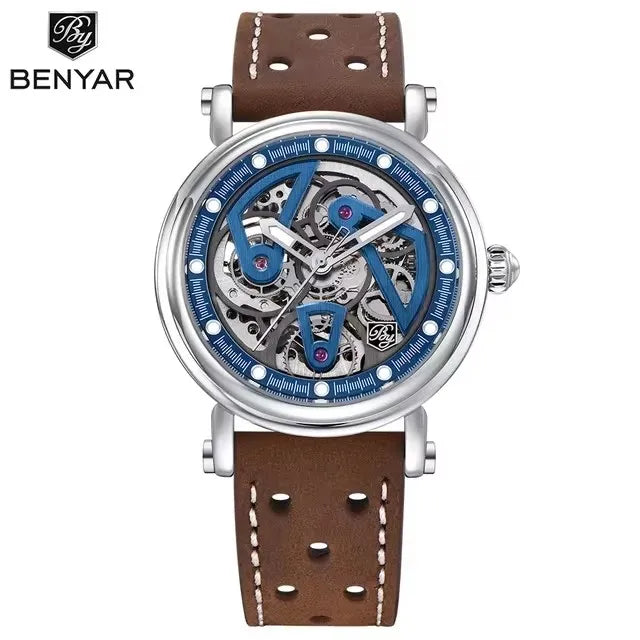 BENYAR 5202 Wristwatch 2024 Automatic Watch Stainless Steel Sports Luxury Men Mechanical Hollow Waterproof Diving Watch for Men