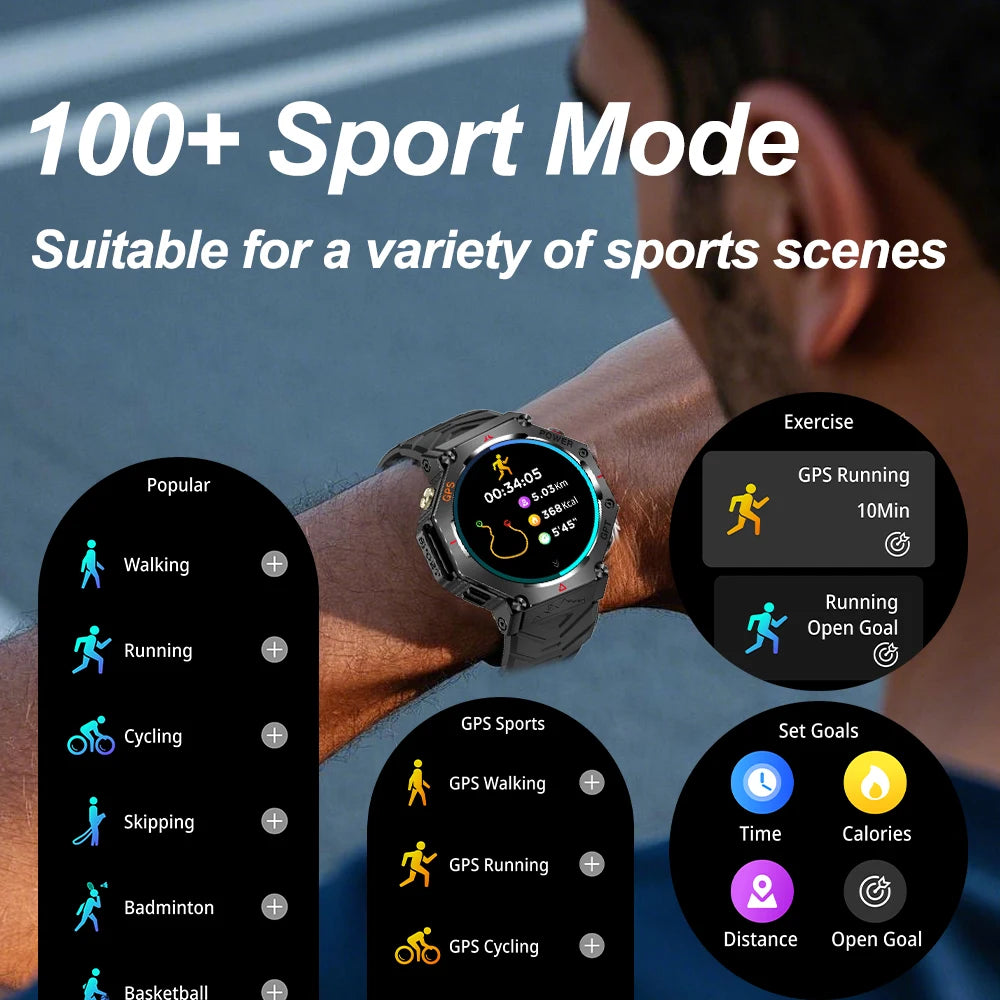 SENBONO KC91 GPS Outdoor Sports Smart Watch Men 3ATM Waterproof  Altitude Pressure  530mAh Large Battery Compass GPS Function