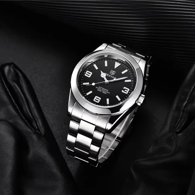 Top Luxury Brand BENYAR BY-5177M Men Mechanical Automatic Watches Sport Watch for Men Business Stainless Steel Relogio Masculino