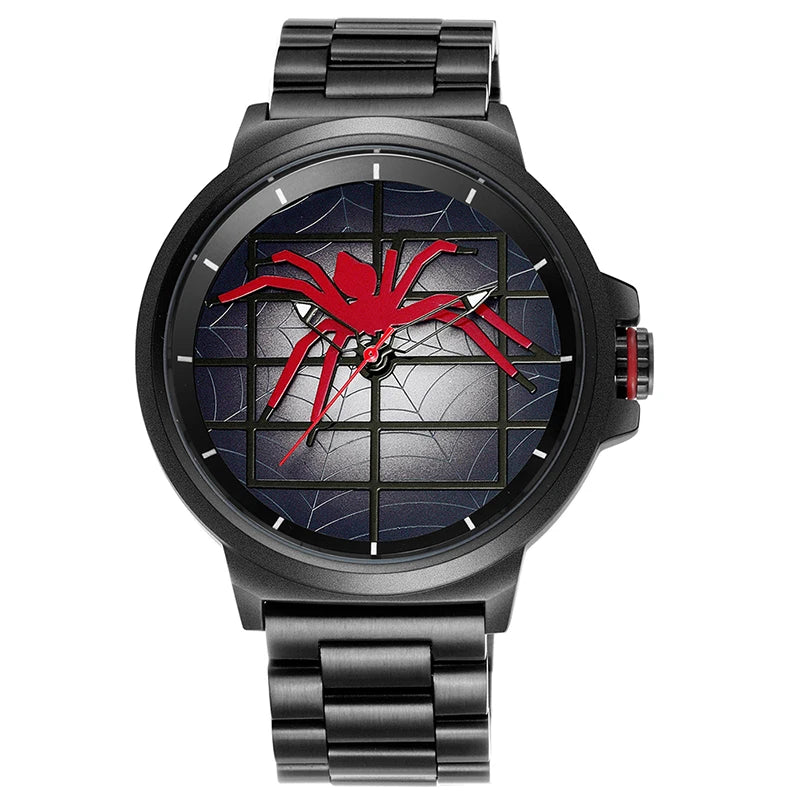 Spider Design Quartz Watch - Waterproof Steel Strap Casual Timepiece for Men
