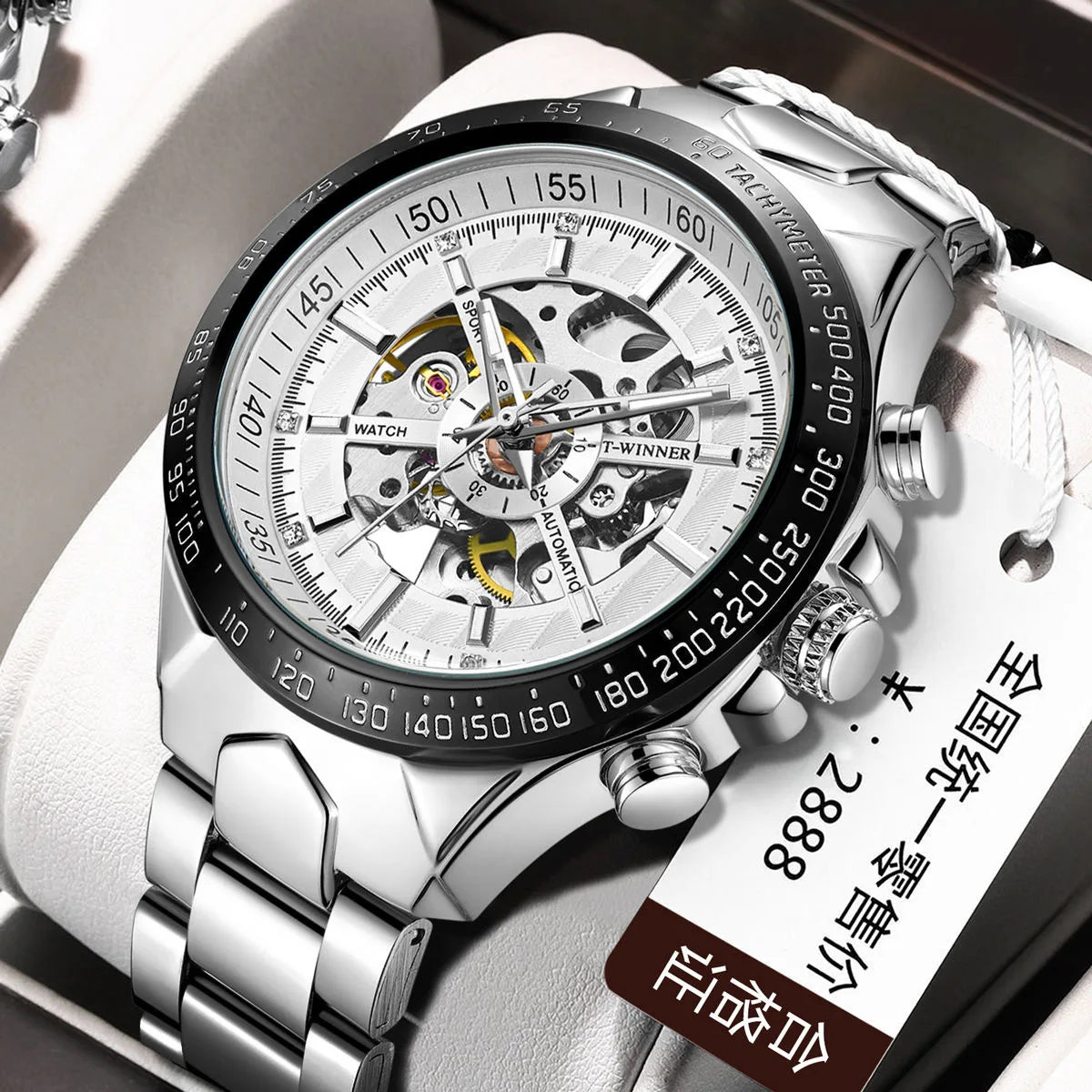 Winner Men's Automatic Mechanical Watch - Black Gold Steel Waterproof Luminous Sport