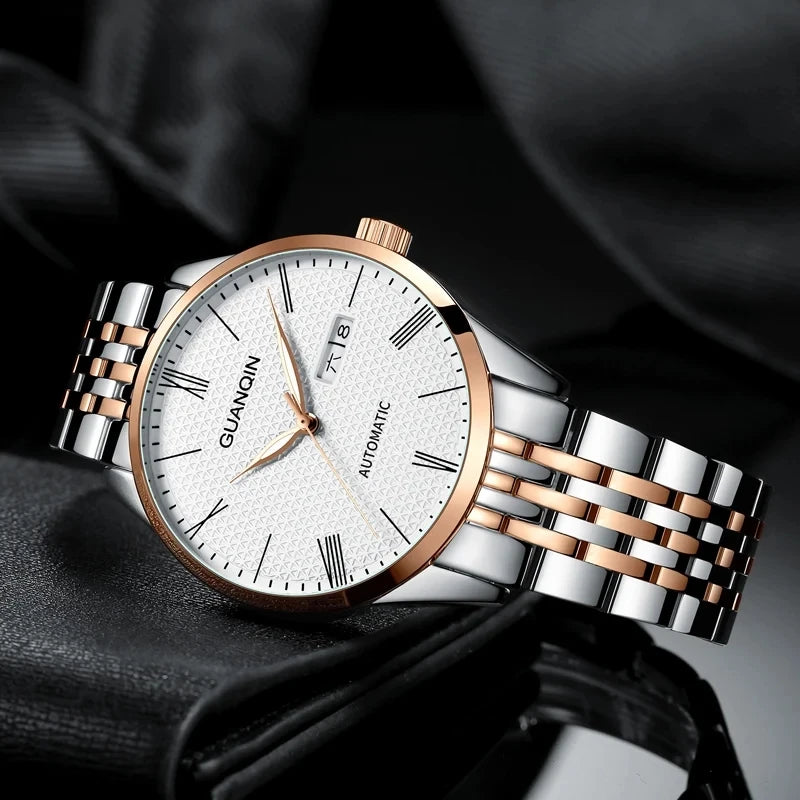 Automatic Calendar Watch - Luminous Week Display Waterproof Stainless Steel