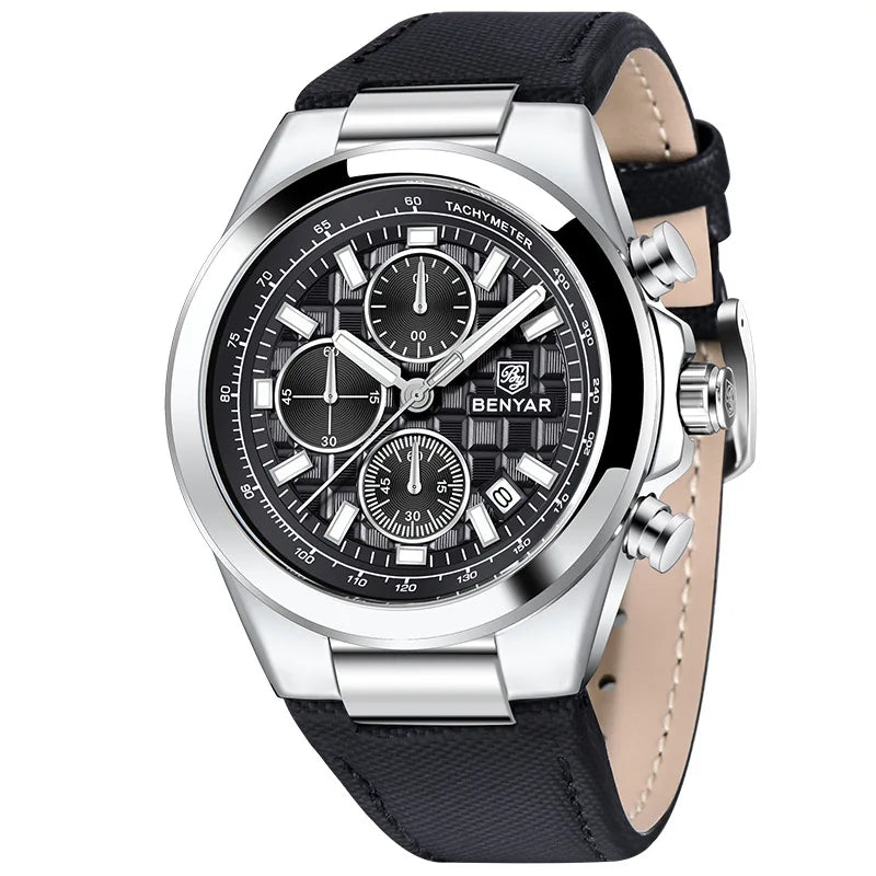BENYAR 2024 New 5206 Men's Watches Top Luxury Watch for Men Quartz Wristwatches Chronograph Waterproof Sports Luminous Clock