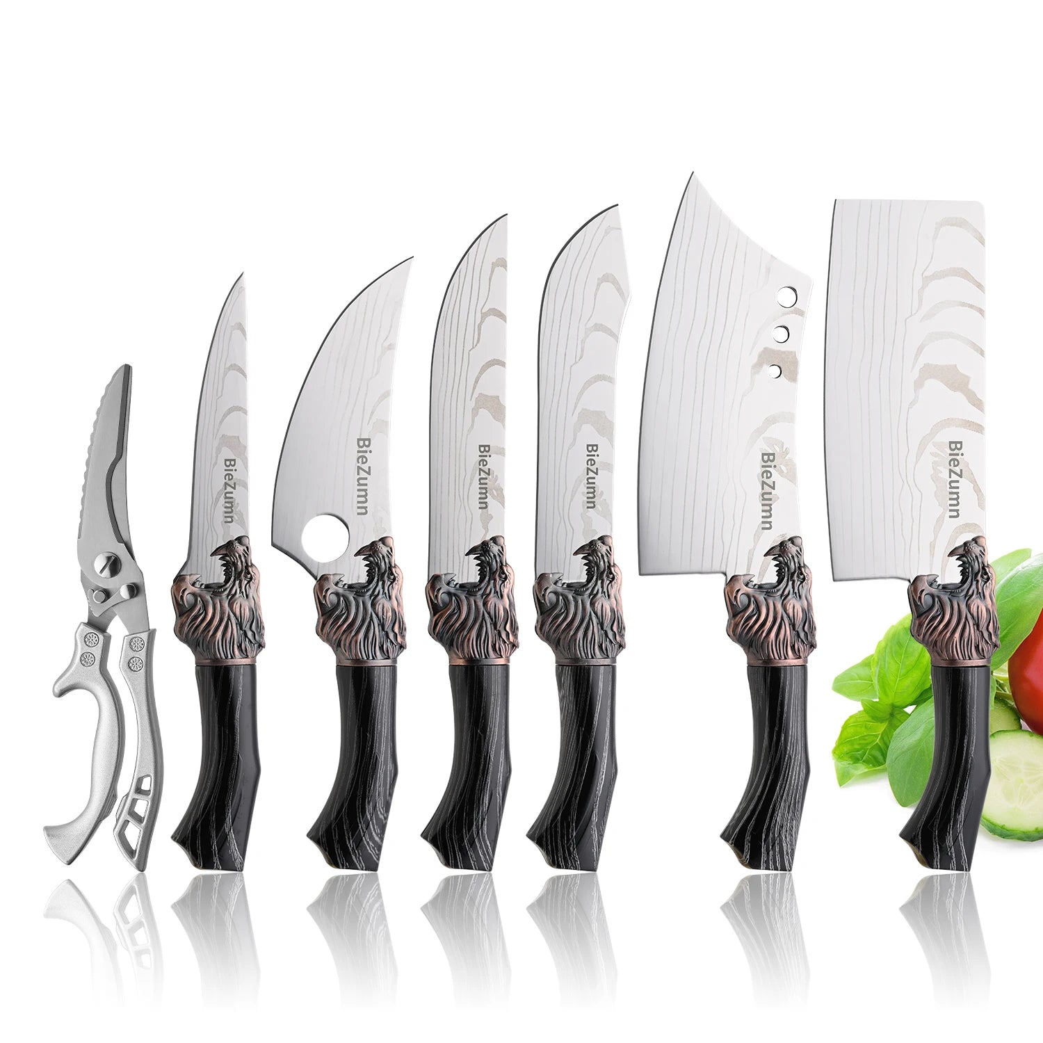Sharp Multi-Functional Stainless Steel Kitchen Knife Set Meat Cleaver Butcher Chopping Knife Set