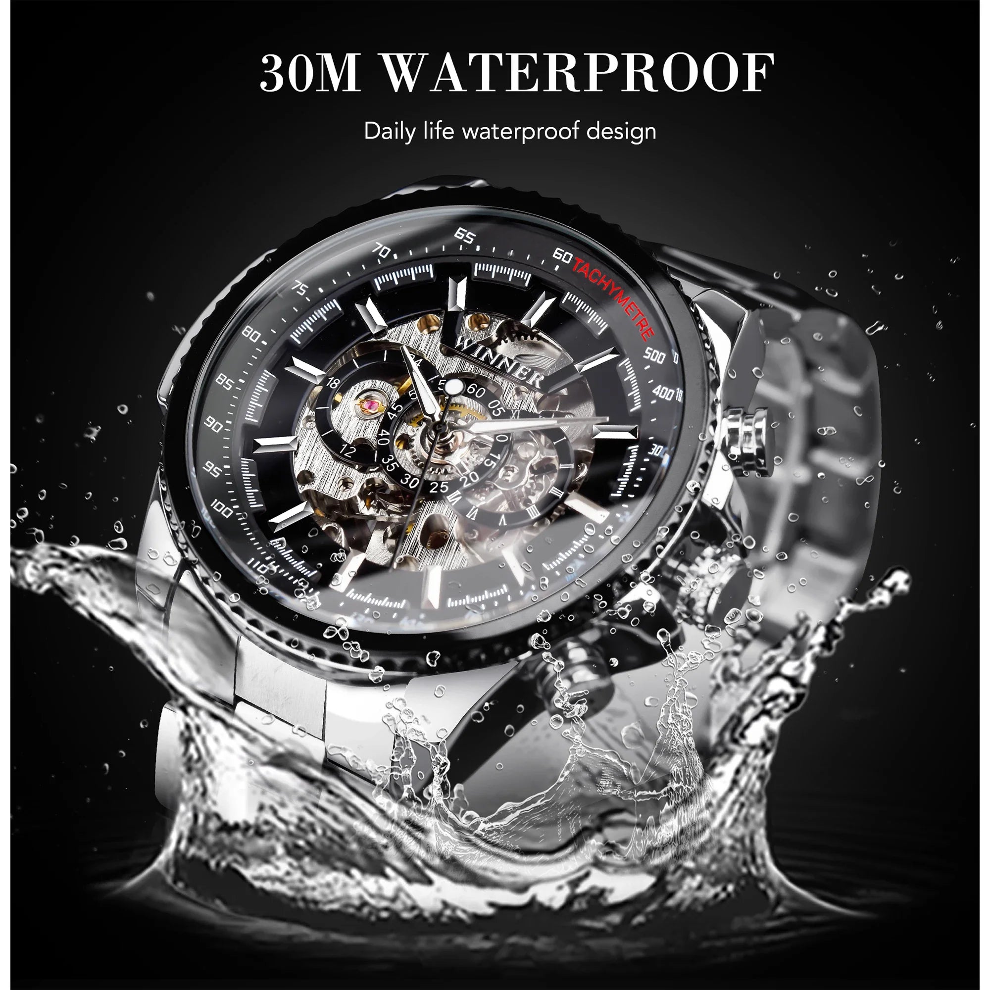 Automatic Sport Watch - Waterproof Stainless Steel Mechanical Timepiece