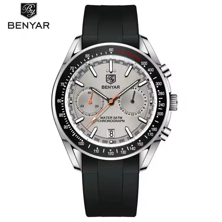 BENYAR 2023 New Design Top Sports Men Watch Quartz Watches Fashion Silicone Waterproof Automatic Chronograph 5194 Reloj Hombre